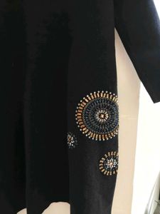 Winter Black Embellished Dress