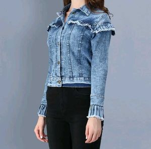 Stylish Ruffle Denim Jacket