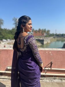 Elegant Navy Blue Embroidered Saree