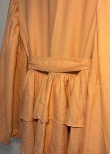 Peach Ruffle Detail Midi Dress