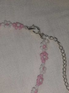 Pink &amp; White Beaded Daisy Bracelet🩷🤍