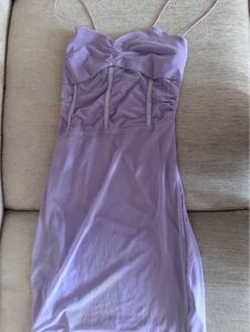 Lilac Dress With Sheer Patch On The Waistline
