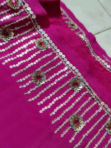 Pink Embellished Saree