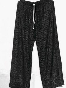 Black Patterned Wide Leg Plazzo