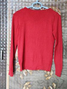 Red V-Neck Tunic Top