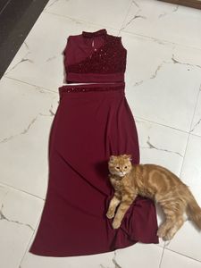 MAROON BODYCON LEHENGA