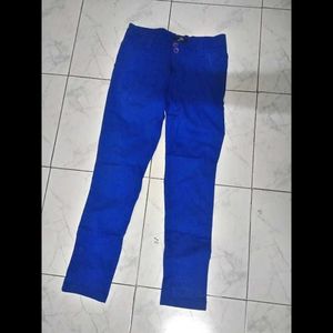Stretchable Royal Blue Trousers Women