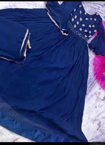 Navy Blue Full Flare Gown