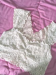 Off White Full Lace Cropped Top