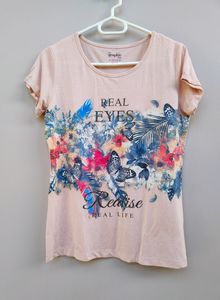 Peach Butterfly-print T-Shirt
