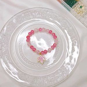 Crystal Pink Maple Leaf Bracelet🩷