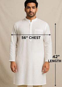 Men&#39;s White Kurta | 42 Inch | Chest - 56 In