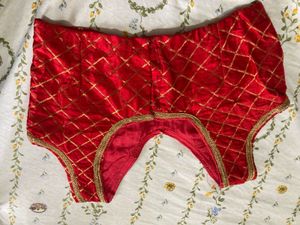 Red & Gold Velvet Diamond Blouse