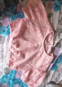 New Pink Lace Crop Top