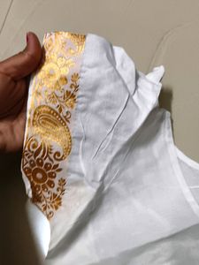 Pure White Cotton Blouse With Zari Border