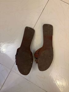Zara Brown Leather Slides