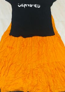 Women T Shirt And long Skirt Combo Set