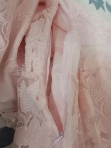 Girls Frock In Embroidered Net With White Beads.