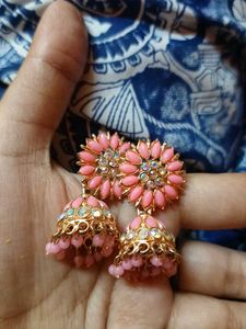 Pink Jhumka Earrings