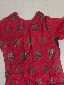 Red elephant Printed Ethnic Kurta