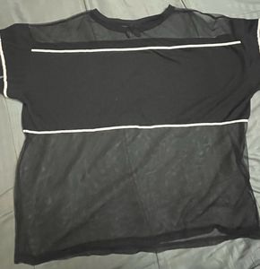 Sheer Black Graphic Crop Top