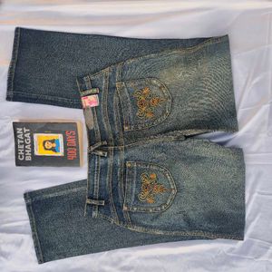 Embroidered Bootcut Denim Y2K
