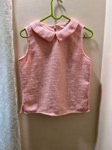 Pink Tweed Sleeveless Top