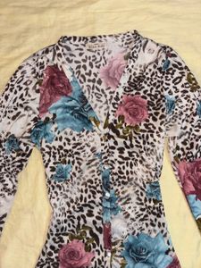 🧋y2k leopard print floral top 🐆