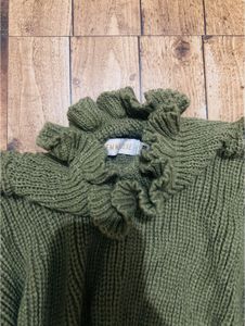 Olive Green Ruffle Knit Sweater