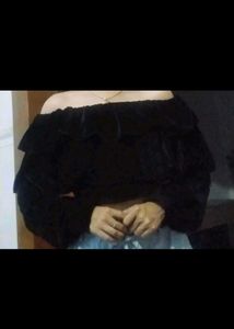 Black Off-the-Shoulder Ruffle Top