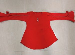 ❤️Bow Bell Sleeves Fancy Red Top