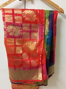 Multicolor Saree in good condition without blouse.