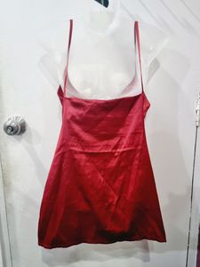 Red Luxurious Satin Short Dress