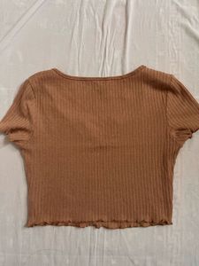 Ribbed V-Neck Crop Top