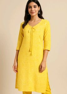 Yellow Floral Print Kurti