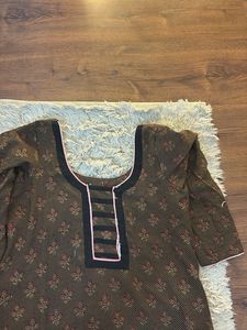 Brown Floral Print Kurta Set