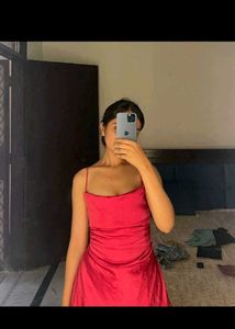 Backless Red Satin Dress