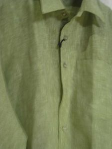 Vintage Olive Green Linen Button-Up Shirt