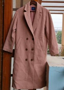 Double breasted Pink Long Trench Coat