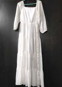 M White Tiered Maxi Dress