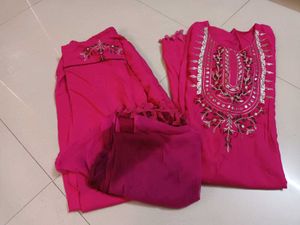 Pink Rayon Suit Set