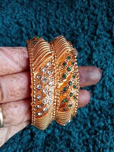 Gold Plated Bangles With Stud