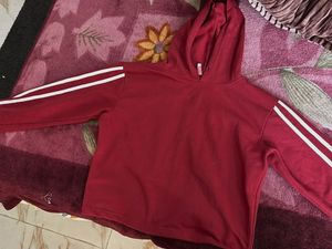 Maroon Hoodie with White Stripes