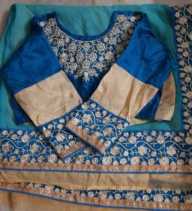 Embroidered Blue  Fancy Georgette Saree
