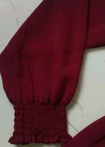 Maroon Tie-Neck Top