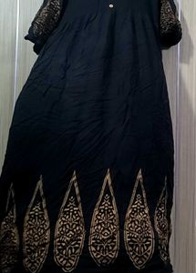 Black &amp; Gold Print Fabric