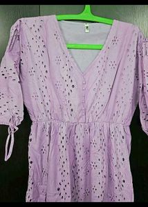 Lavender Eyelet Midi Dress