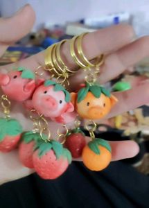 Strawberry Cow Keychain