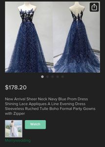Navy Blue Banquet Evening Dress