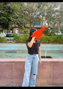 Zara Wide Leg Ripped Jeans